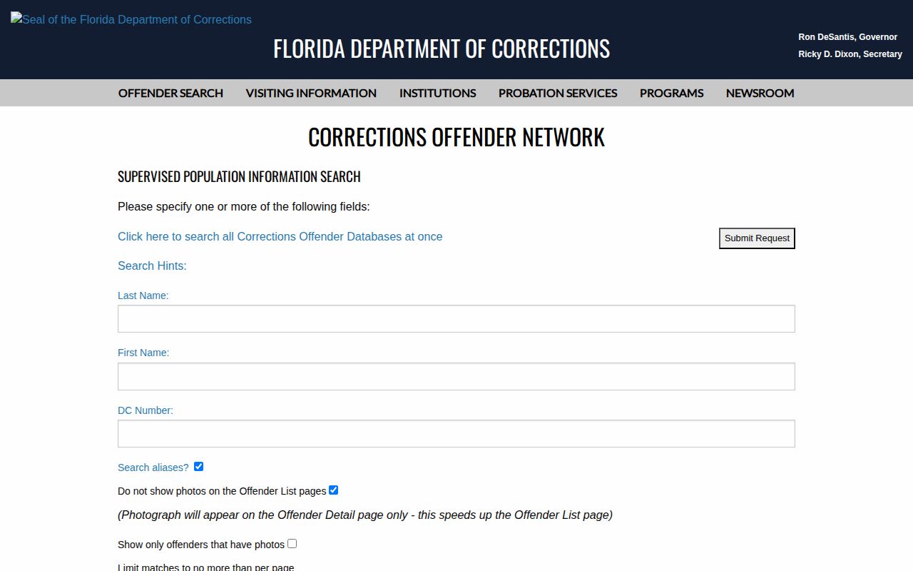 Marion County post-release supervision search form
