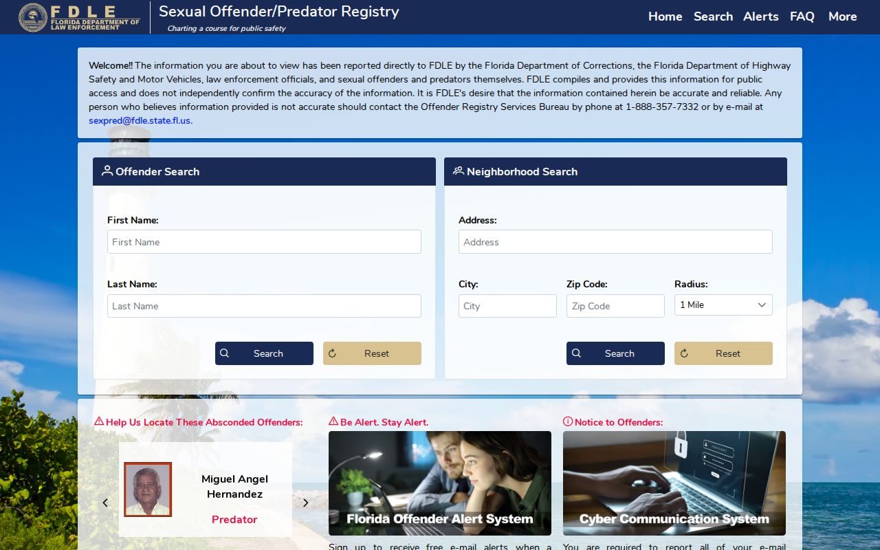 FDLE registry channel for released Marion County inmate photos